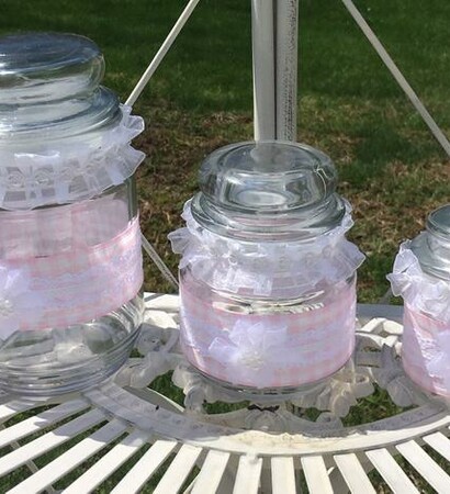 nursery decor, bathroom glass jar and shabby chic jar