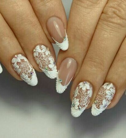 manicure, white and nail art