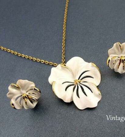 white enamel, wedding necklace and vintage55 on etsy