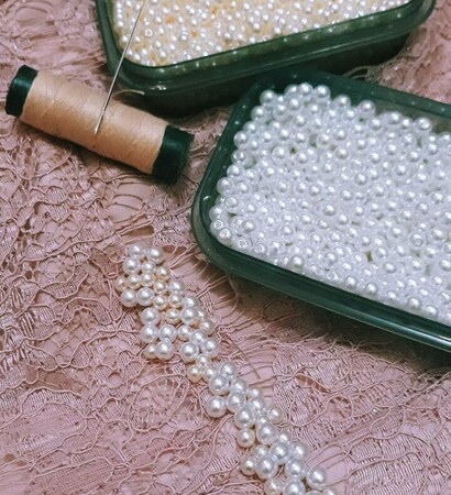 dress, pearl and weddingdress