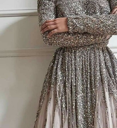 woman fashion, glittering and prom dress