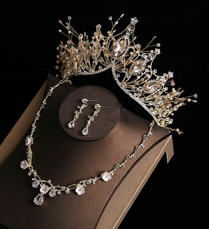 tiara, gold accessories and bridal hair accessories