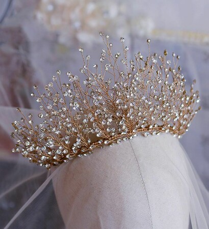 accessories, rhinestone tiara and gold tiara