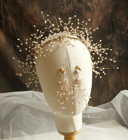 gold accessories, tiara and wedding accessories