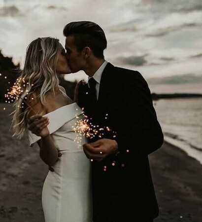 husband, bride and beach