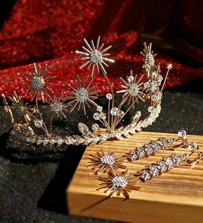 rhinestone flower, bridal hair accessories and earrings