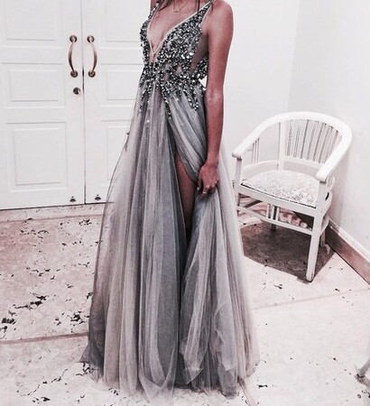 evening dress, crystal and dress