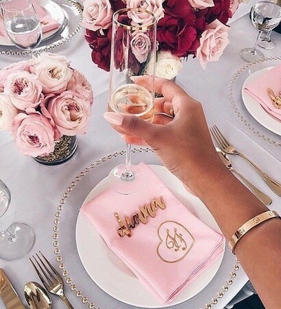 engagement, pink and table decor