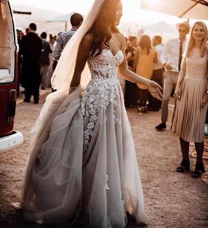 bride, dress and people