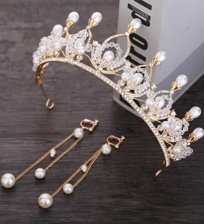 headpieces, tassel earrings and gold accessories