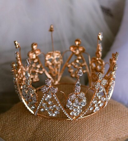 bridal hair accessories, rhinestone and gold tiara