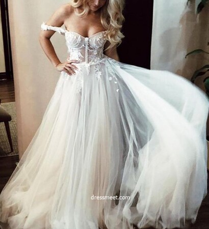 white wedding dress, 2019 wedding dresses and off the shoulder