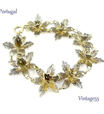 vintage55 on etsy, filigree bracelet and gold vermeil jewelry