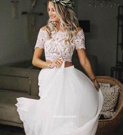 short sleeve wedding, boho wedding dress and off the shoulder wedding