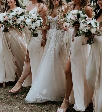 Couture, bridesmaids and groom