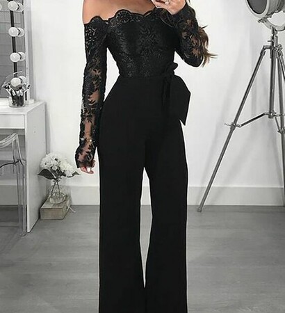 lace appliqué jumpsuit, black jumpsuits for women and jumpsuit for weddings