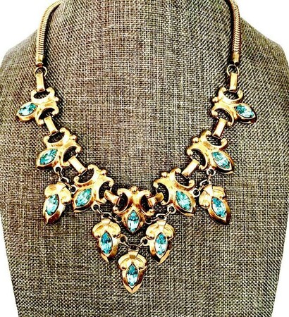 blue marquis, bow fold over clasp and barclay dangle