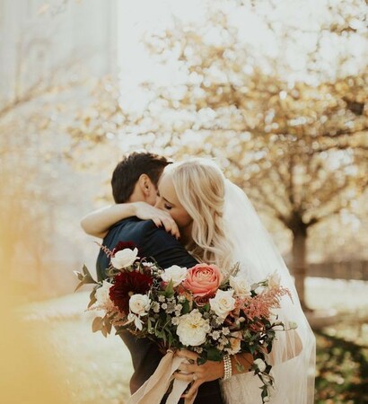 flowers, suit and vows