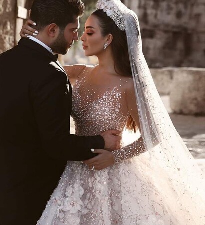 style, girl and boy and wedding dress