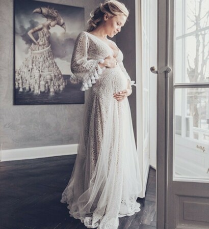 bride, weddingdress and pregnant