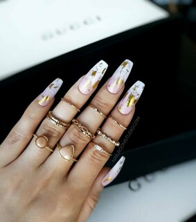 custom long nails, lavender nails and custom gel polish