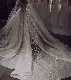 wedding dress, silver and ballgown