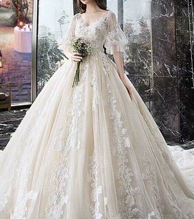 pfw0360, ball gown and v neck bridal dress