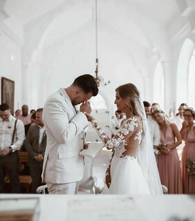 girl, bridal dress and love