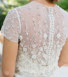 white, wedding dress and embroidery