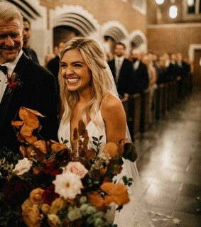 love, wedding dress and bouquet