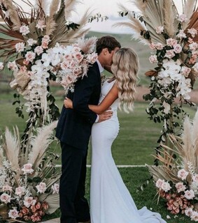 dress, bride and kiss