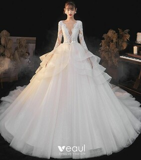 illusion wedding dress, bride and lace