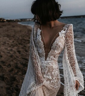 bride, girls and wedding dress