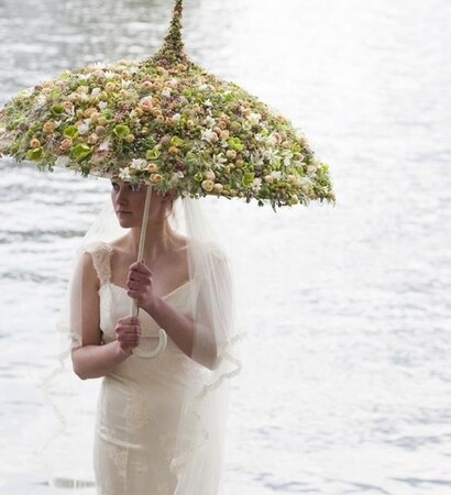 rain, flowers and umbrella