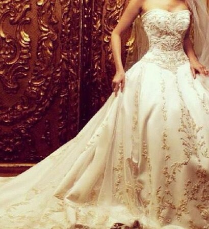 woman, long dress and white