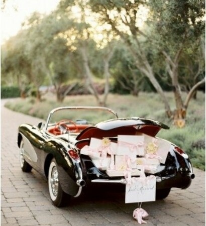 just married and classic car