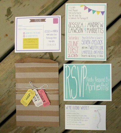 bunting, weddings and invitation