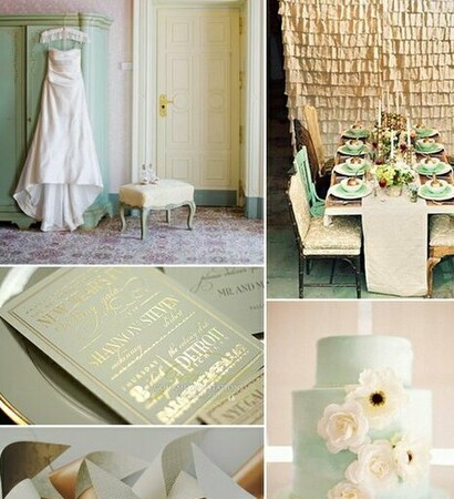 mint, bride and gold