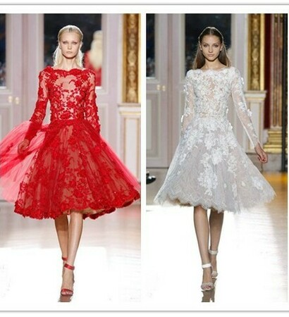 lace, dress and red
