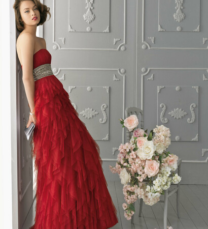 elegant, prom dress and red