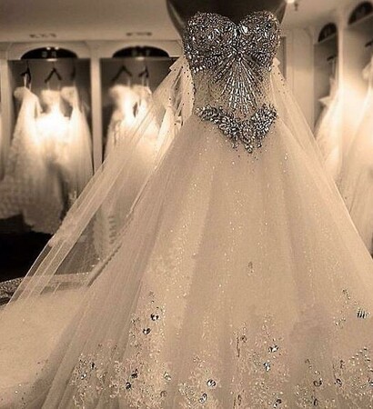 white, wedding dress and swarovsky