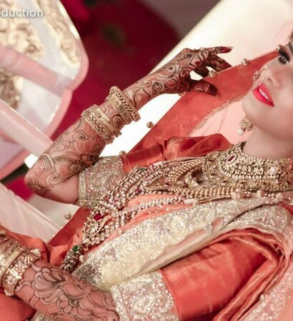 henna, jewellery and saree