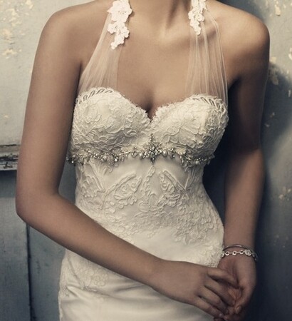 dress, lace wedding and sweetheart