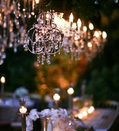 Tables, lights and garden