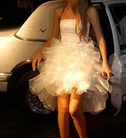 girl, car and limousine