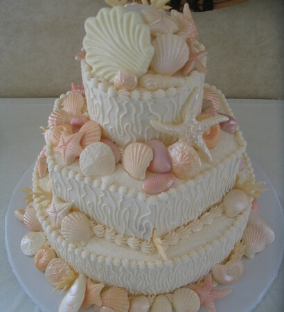 sea, ocean and wedding cake
