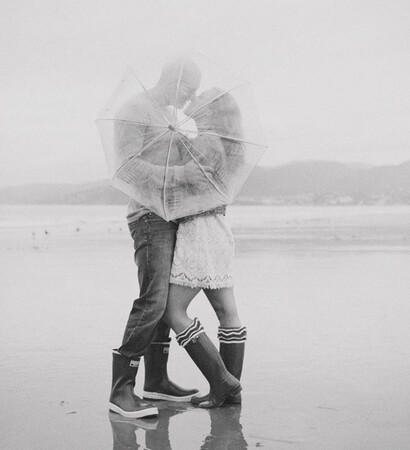 umbrella, sea and black and white