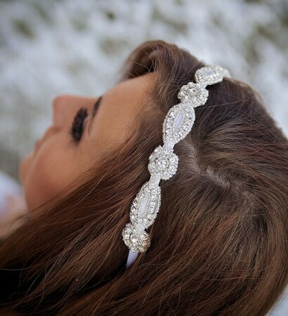hairpiece, bride and rhinestone