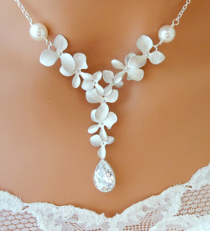 flowers, necklace and silver