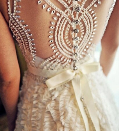 white dress, beading and dress